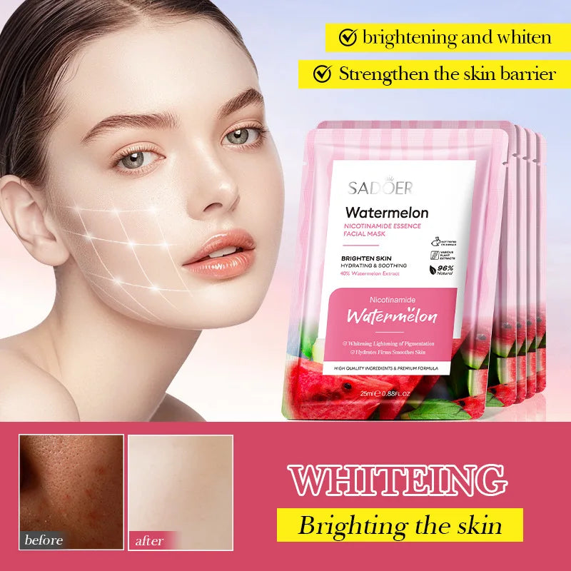 Máscara Facial de Melancia com Nicotinamida Hidratante e Clareadora